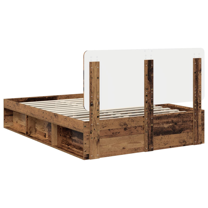 Ramka łóżka Stare drewno 140 x 190 cm Lite drewno sosnowe