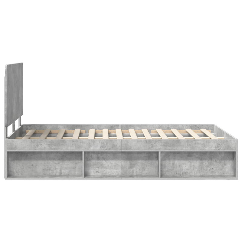 Ramka łóżka Szary beton 135 x 190 cm Lite drewno sosnowe