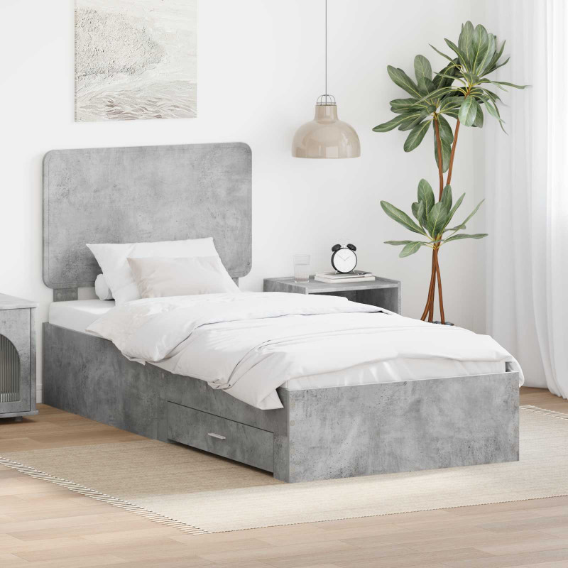 Ramka łóżka Betonowy szary 70 x 190 cm Materiał drewnopochodny