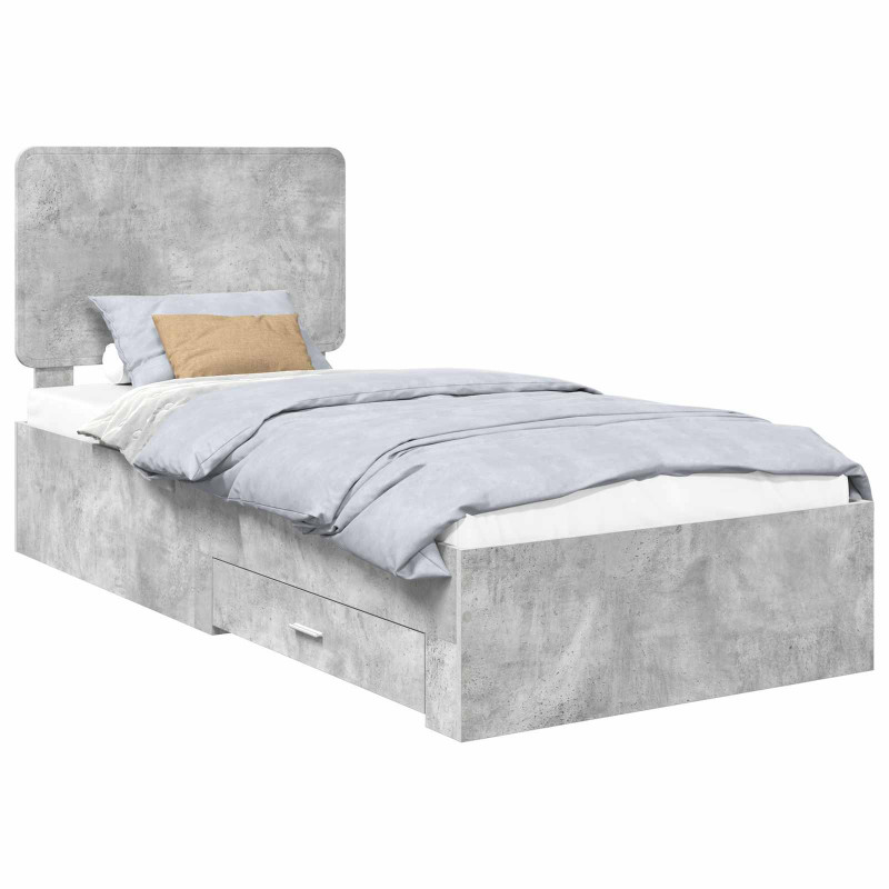 Ramka łóżka Betonowy szary 70 x 190 cm Materiał drewnopochodny