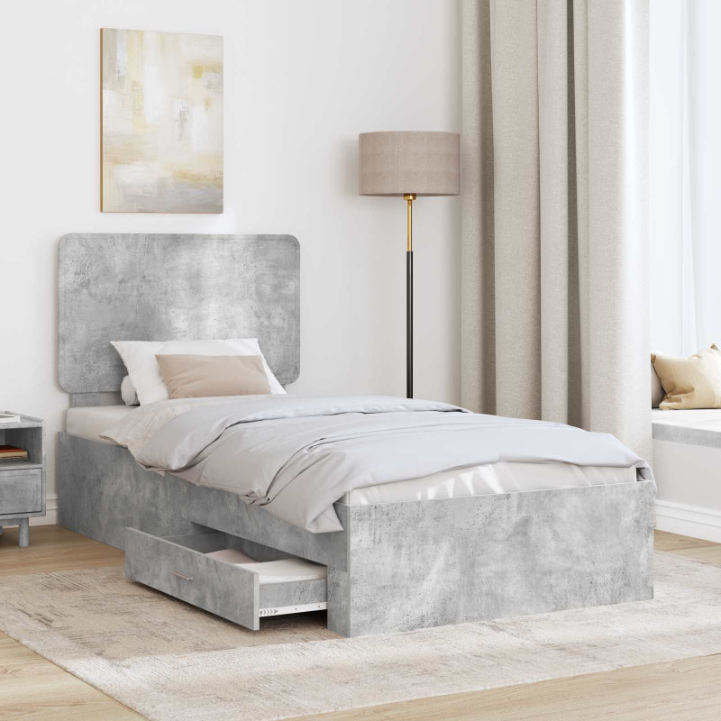 Ramka łóżka Betonowy szary 70 x 190 cm Materiał drewnopochodny