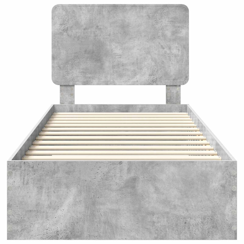 Ramka łóżka Betonowy szary 70 x 190 cm Materiał drewnopochodny