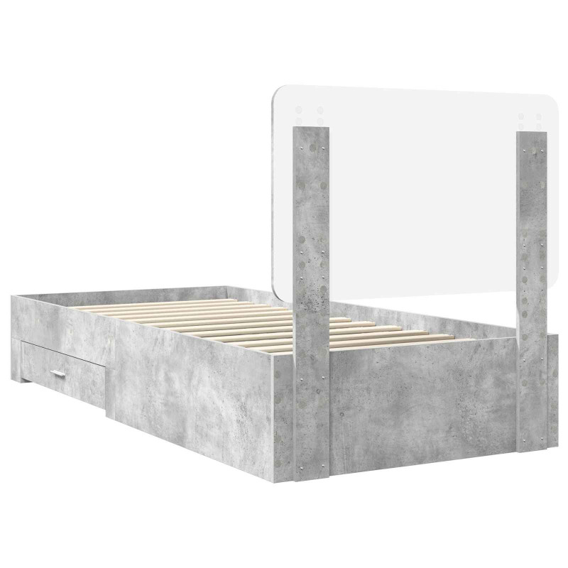 Ramka łóżka Betonowy szary 70 x 190 cm Materiał drewnopochodny