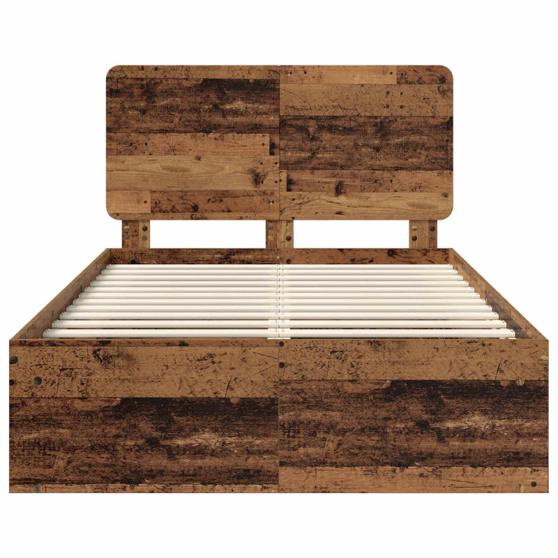 Ramka łóżka Stare drewno 135 x 190 cm Lite drewno sosnowe