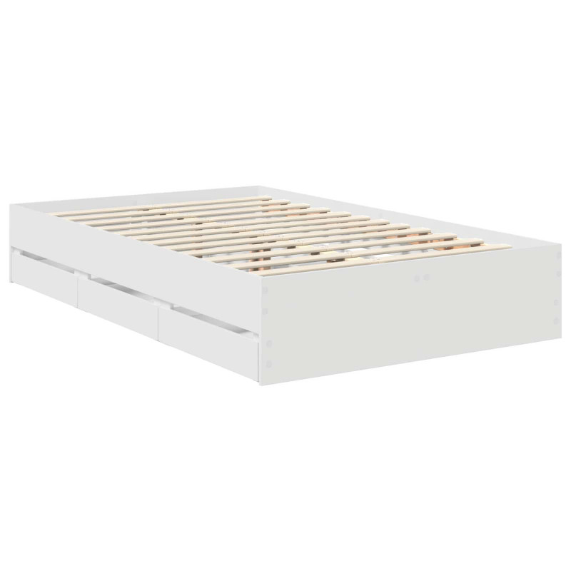 Ramka łóżka Z zagłówkiem Biały 120 x 200 cm Drewno inżynieryjne
