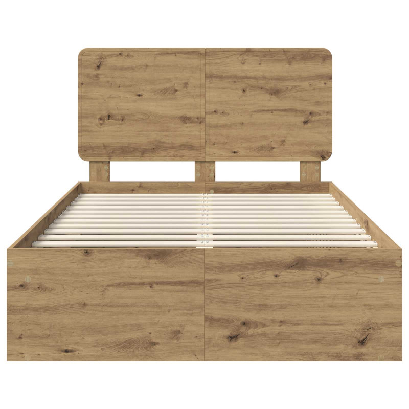Ramka łóżka Dąb rzemieślniczy 135 x 190 cm Lite drewno sosnowe