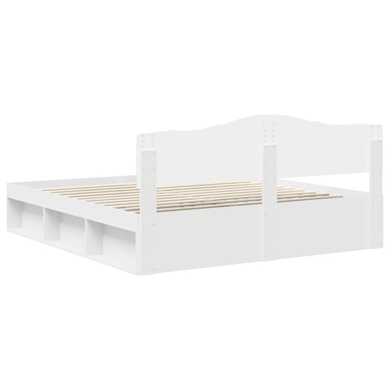 Ramka łóżka Z zagłówkiem Biały 200 x 200 cm Lite drewno sosnowe