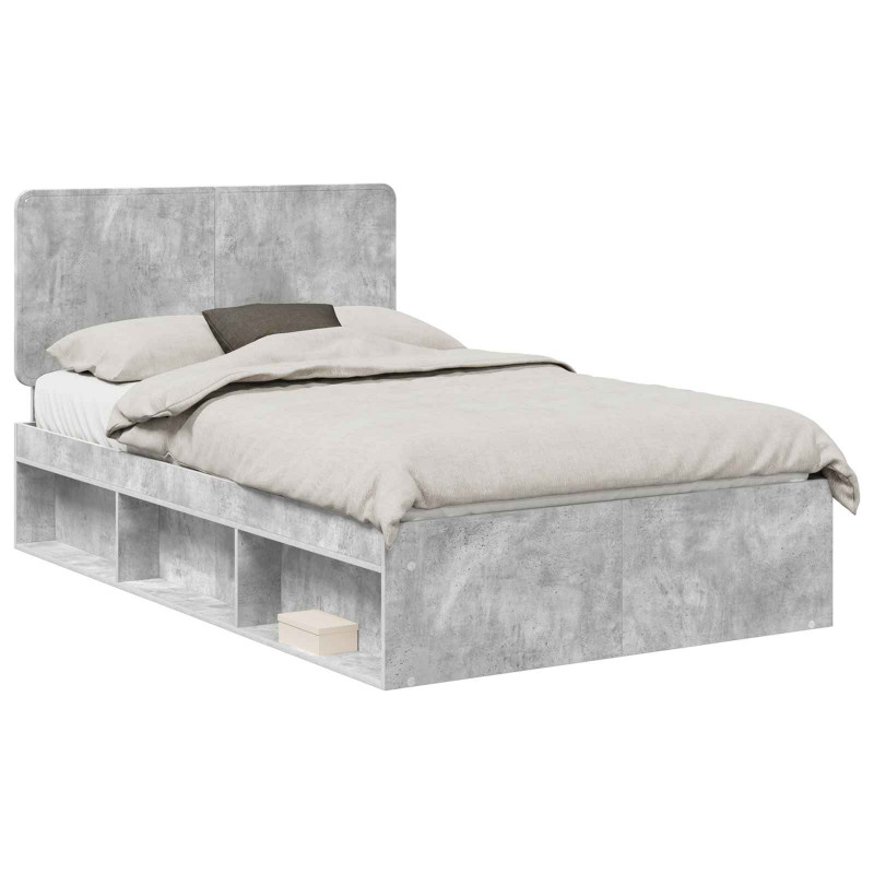 Ramka łóżka Betonowy 120 x 200 cm Lite drewno sosnowe