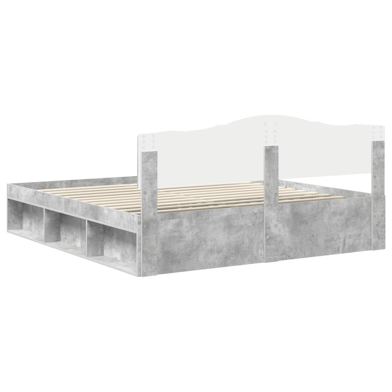 Ramka łóżka Betonowy 200 x 200 cm Lite drewno sosnowe