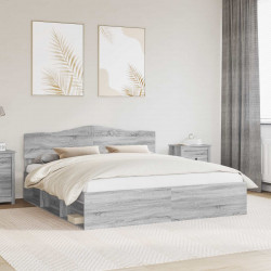 Ramka łóżka Szary Sonoma 200 x 200 cm Lite drewno sosnowe