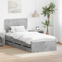 Ramka łóżka Betonowy Szary 100 x 200 cm Drewno inżynieryjne