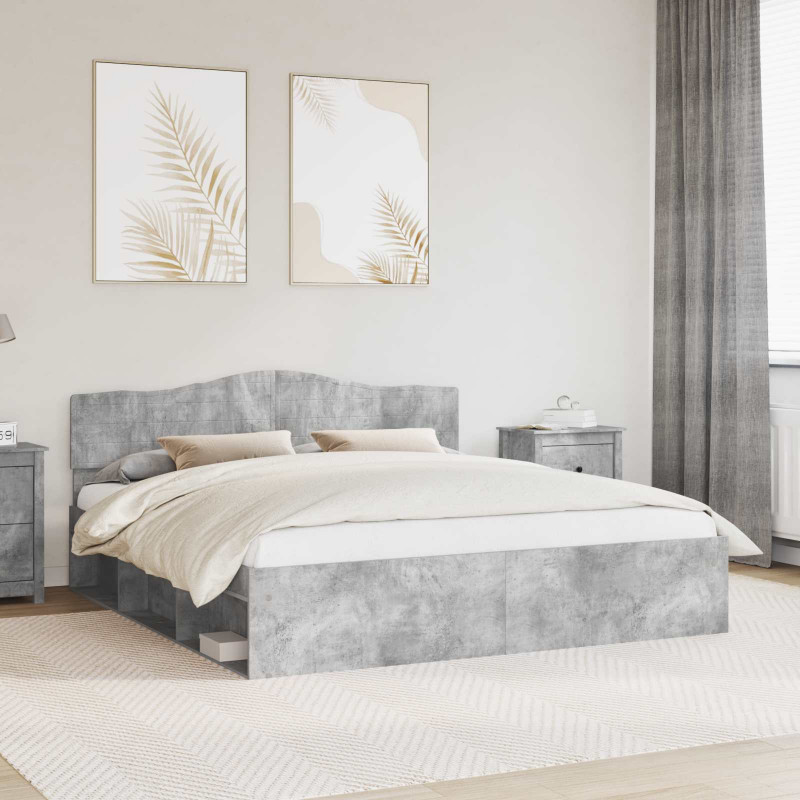 Ramka łóżka Betonowy 180 x 200 cm Lite drewno sosnowe