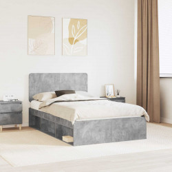 Ramka łóżka Betonowy 120 x 190 cm Lite drewno sosnowe