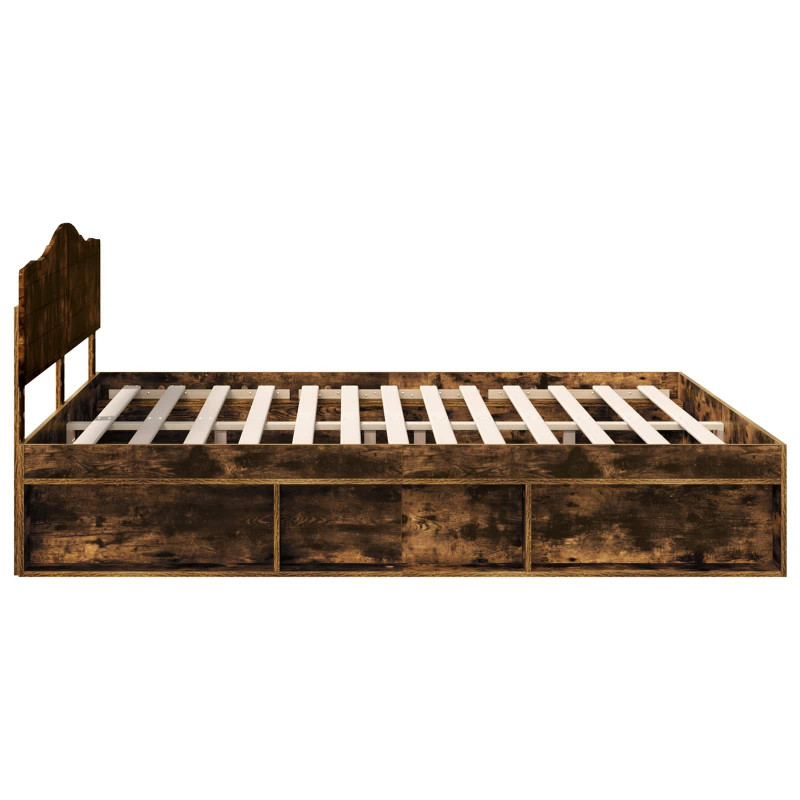 Ramka łóżka Dąb wędzony 180 x 200 cm Lite drewno sosnowe