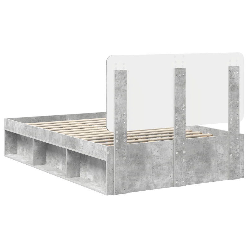 Ramka łóżka Betonowy 120 x 190 cm Lite drewno sosnowe
