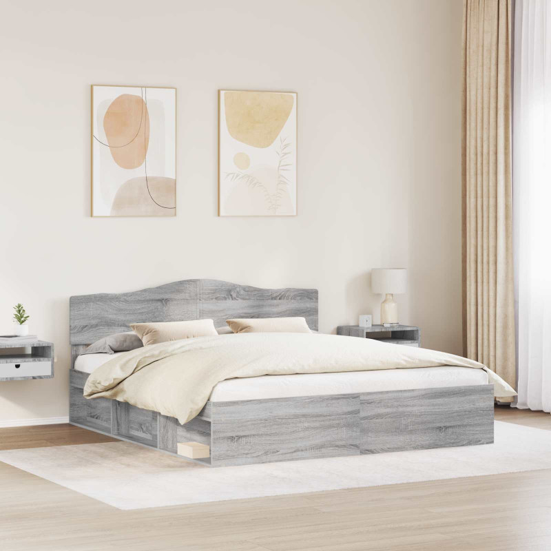 Ramka łóżka Szary Sonoma 180 x 200 cm Lite drewno sosnowe