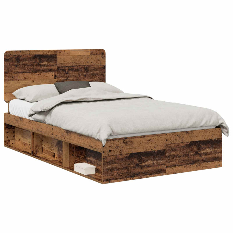 Ramka łóżka Stare drewno 120 x 190 cm Lite drewno sosnowe