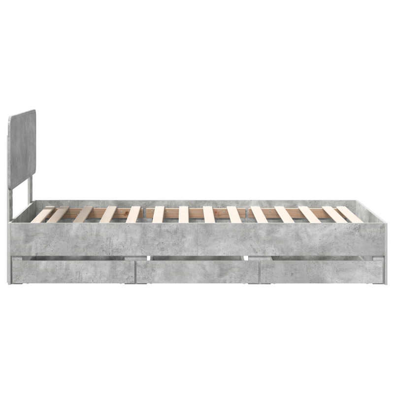 Ramka łóżka Betonowy Szary 90 x 190 cm Drewno inżynieryjne