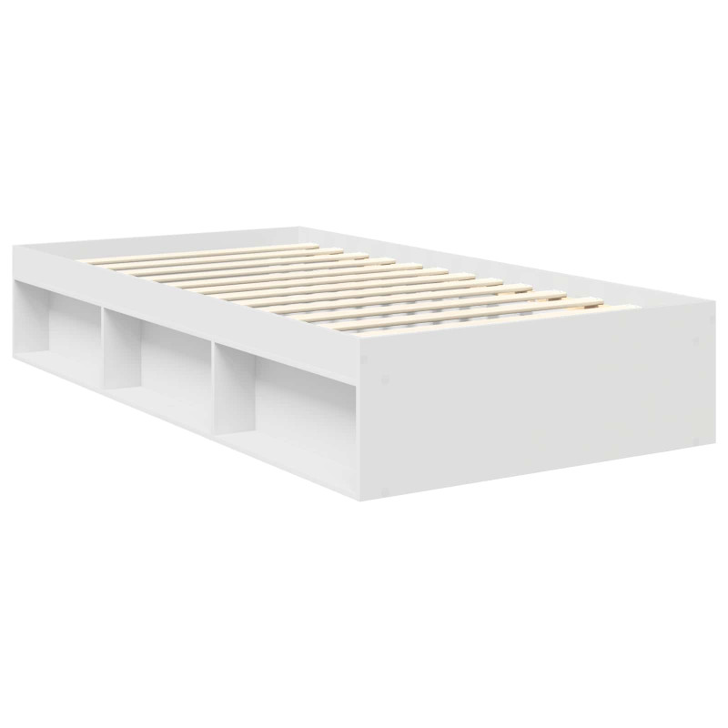 Ramka łóżka Z zagłówkiem Biały 100 x 200 cm Lite drewno sosnowe