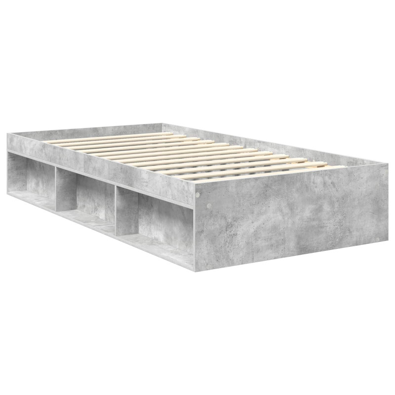 Ramka łóżka Szary beton 100 x 200 cm Lite drewno sosnowe