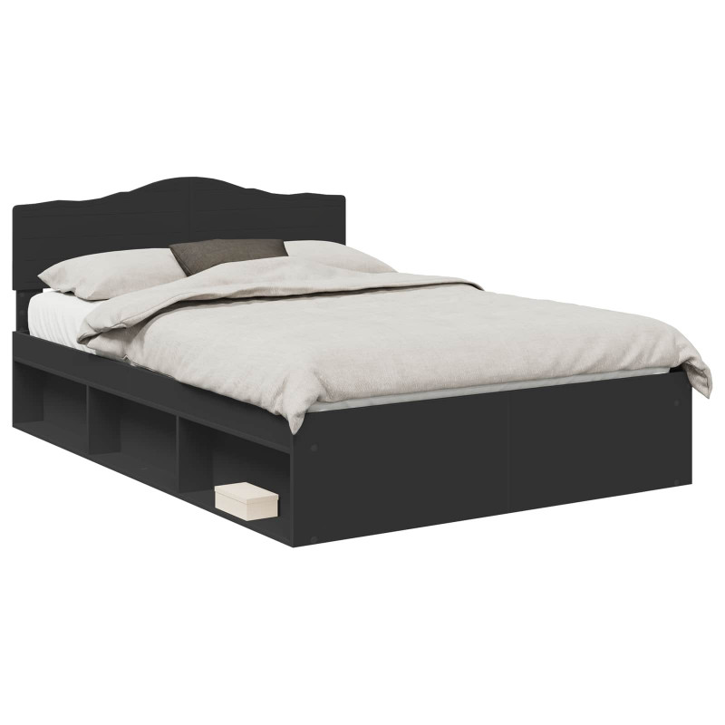 Ramka łóżka Czarny 150 x 200 cm Lite drewno sosnowe