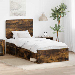 Ramka łóżka Dąb wędzony 100 x 200 cm Lite drewno sosnowe