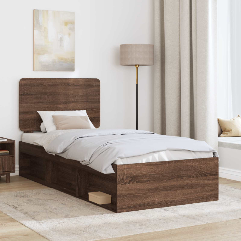 Ramka łóżka Brązowy dąb 100 x 200 cm Lite drewno sosnowe