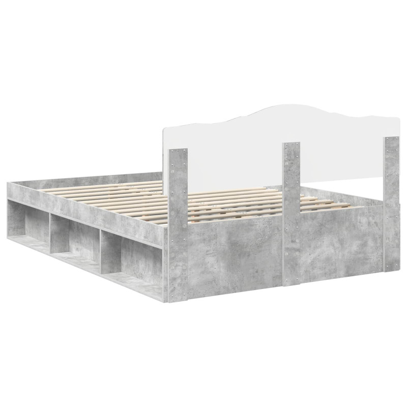 Ramka łóżka Szary beton 150 x 200 cm Lite drewno sosnowe