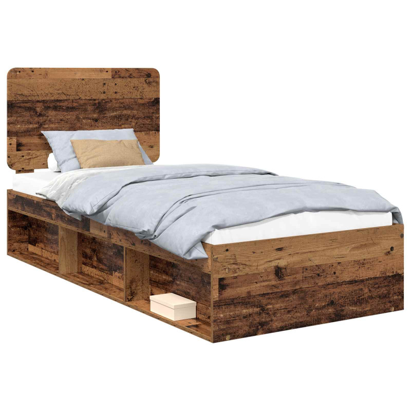 Ramka łóżka Stare drewno 100 x 200 cm Lite drewno sosnowe