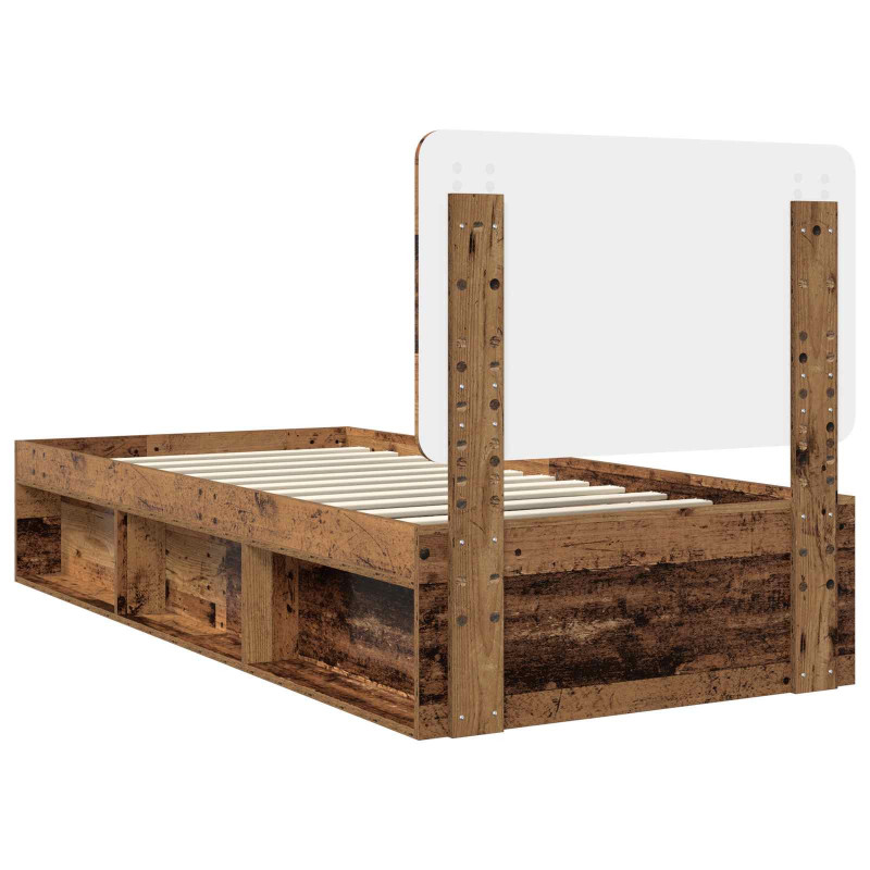 Ramka łóżka Stare drewno 100 x 200 cm Lite drewno sosnowe