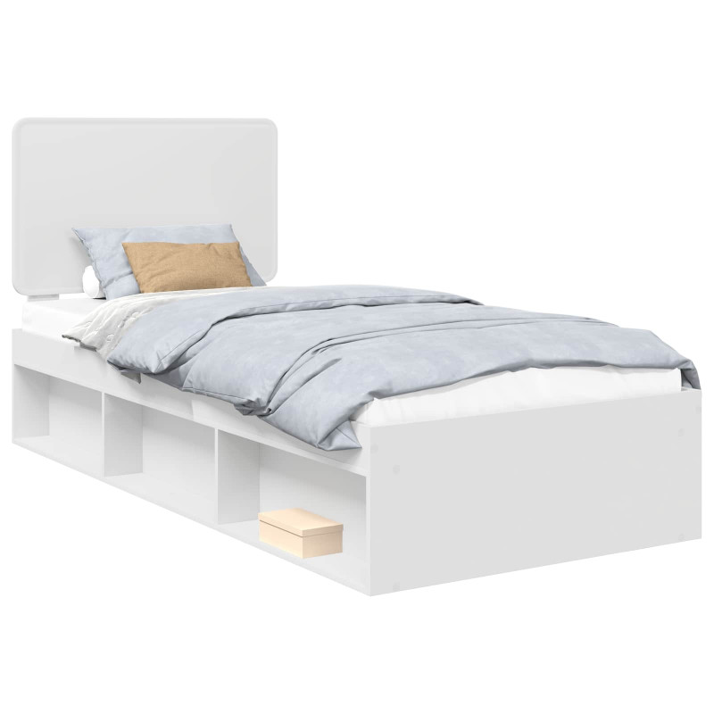 Ramka łóżka Z zagłówkiem Biały 90 x 200 cm Lite drewno sosnowe