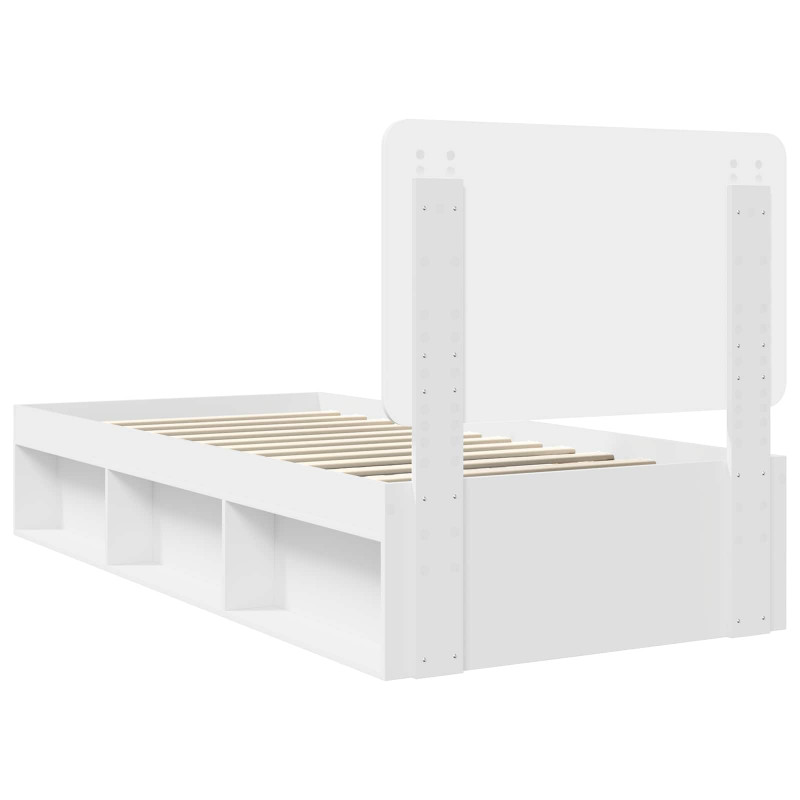 Ramka łóżka Z zagłówkiem Biały 90 x 200 cm Lite drewno sosnowe