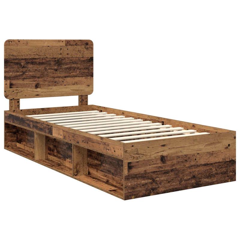 Ramka łóżka Stare drewno 90 x 200 cm Lite drewno sosnowe