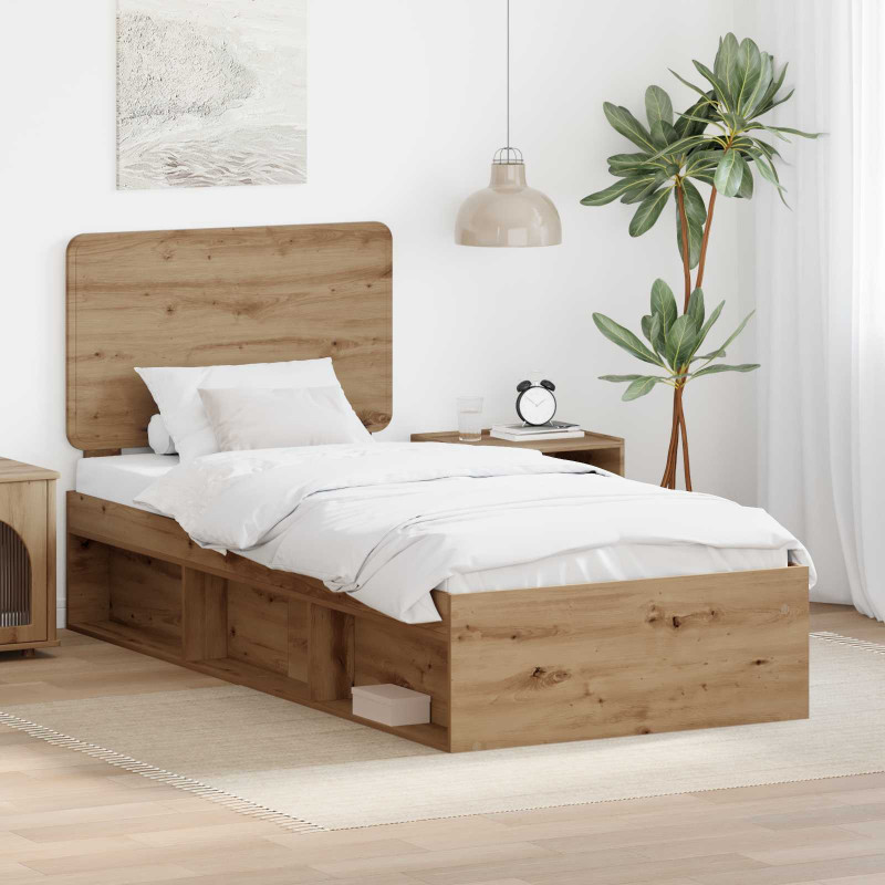 Ramka łóżka Dąb rzemieślniczy 90 x 200 cm Lite drewno sosnowe