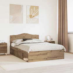 Ramka łóżka Dąb rzemieślniczy 140 x 200 cm Lite drewno sosnowe