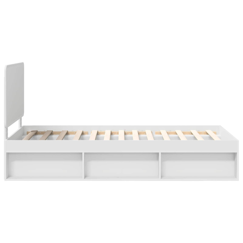 Ramka łóżka Z zagłówkiem Biały 90 x 190 cm Lite drewno sosnowe