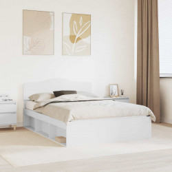 Ramka łóżka Z zagłówkiem Biały 140 x 190 cm Lite drewno sosnowe