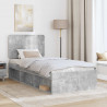 Ramka łóżka Szary beton 90 x 190 cm Lite drewno sosnowe