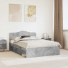 Ramka łóżka Betonowy 140 x 190 cm Lite drewno sosnowe
