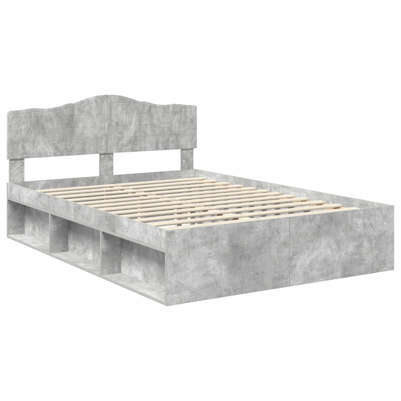 Ramka łóżka Betonowy 140 x 190 cm Lite drewno sosnowe