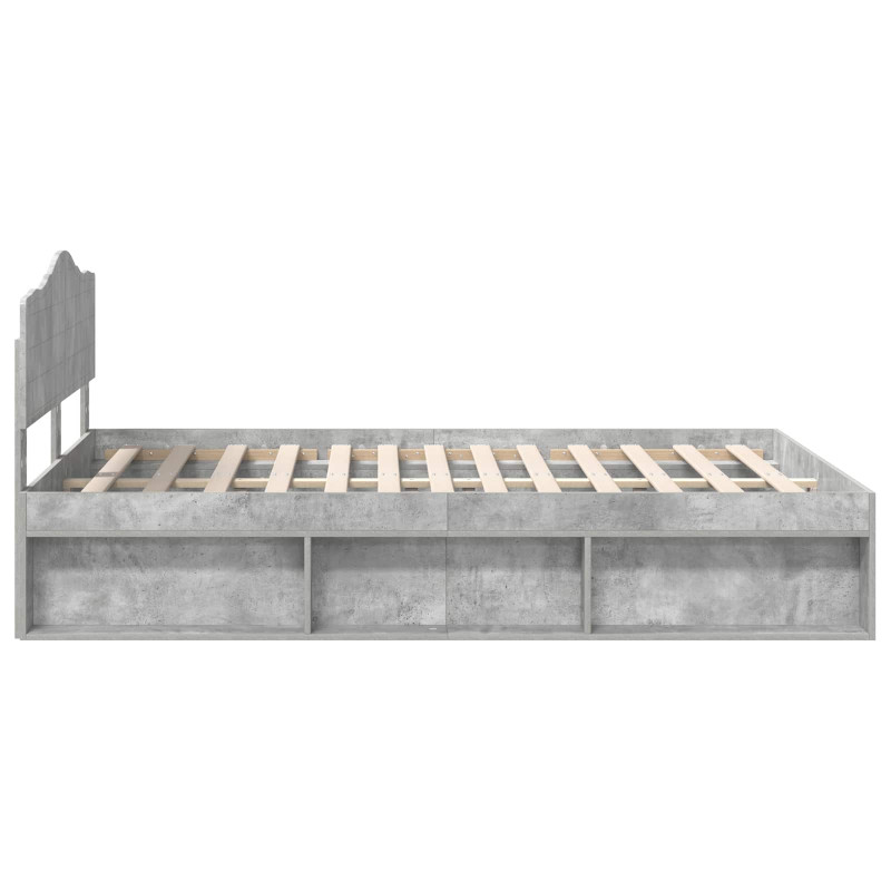 Ramka łóżka Betonowy 140 x 190 cm Lite drewno sosnowe