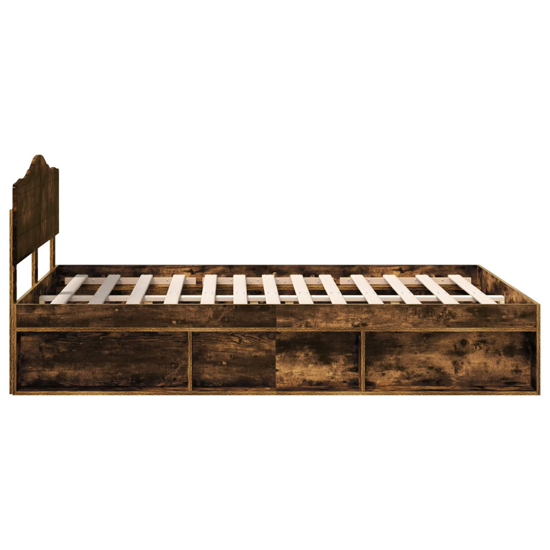 Ramka łóżka Dąb wędzony 140 x 190 cm Lite drewno sosnowe