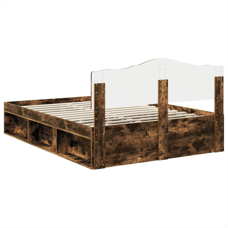 Ramka łóżka Dąb wędzony 140 x 190 cm Lite drewno sosnowe