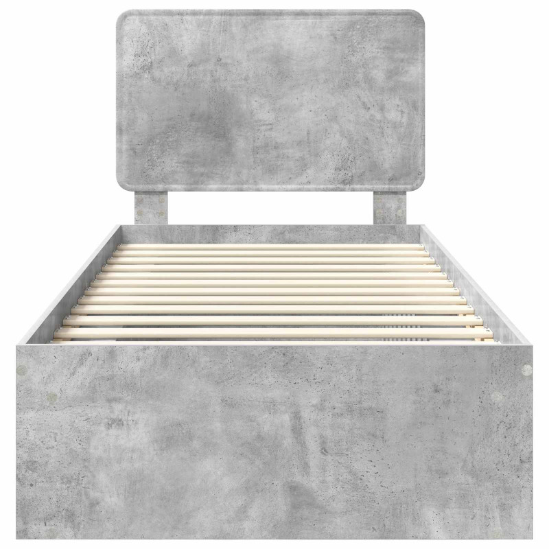 Ramka łóżka Szary beton 75 x 190 cm Lite drewno sosnowe