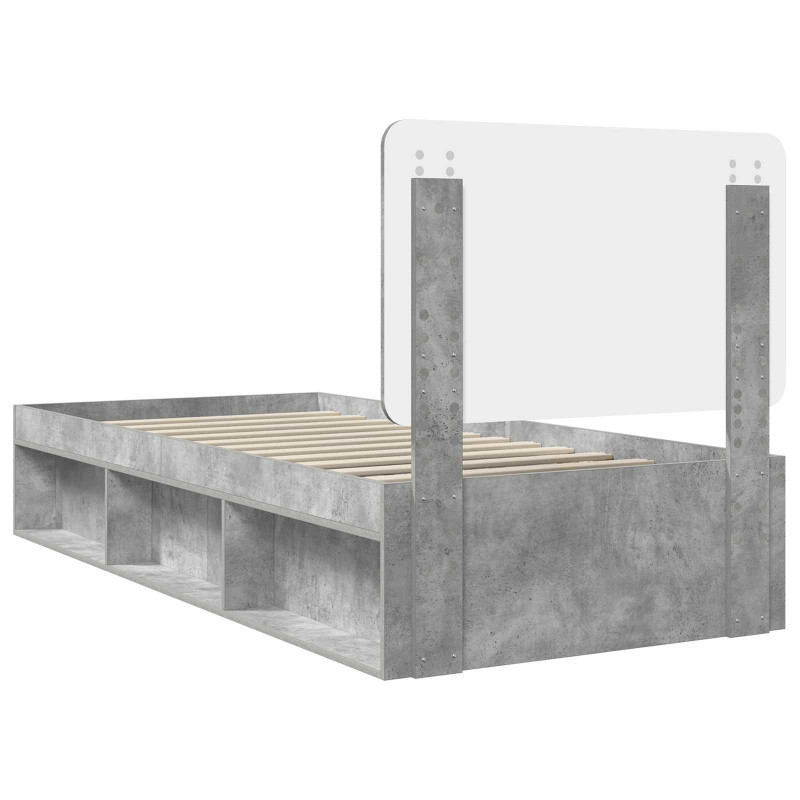 Ramka łóżka Szary beton 75 x 190 cm Lite drewno sosnowe