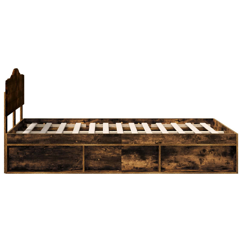 Ramka łóżka Dąb wędzony 135 x 190 cm Lite drewno sosnowe
