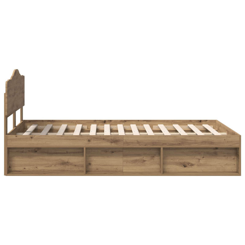 Ramka łóżka Dąb rzemieślniczy 135 x 190 cm Lite drewno sosnowe