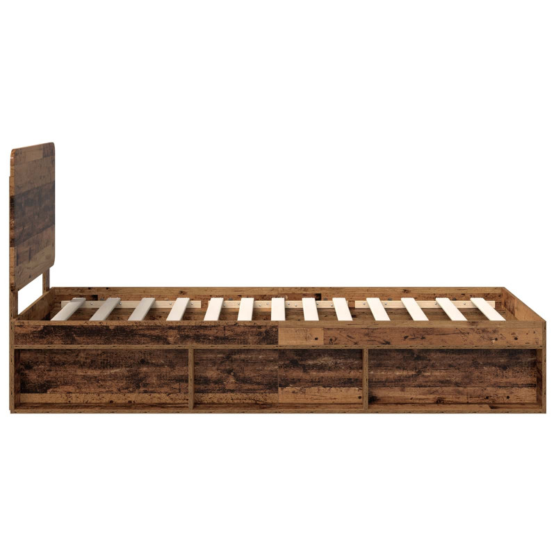 Ramka łóżka Stare drewno 75 x 190 cm Lite drewno sosnowe