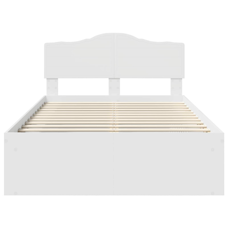Ramka łóżka Z zagłówkiem Biały 120 x 200 cm Lite drewno sosnowe