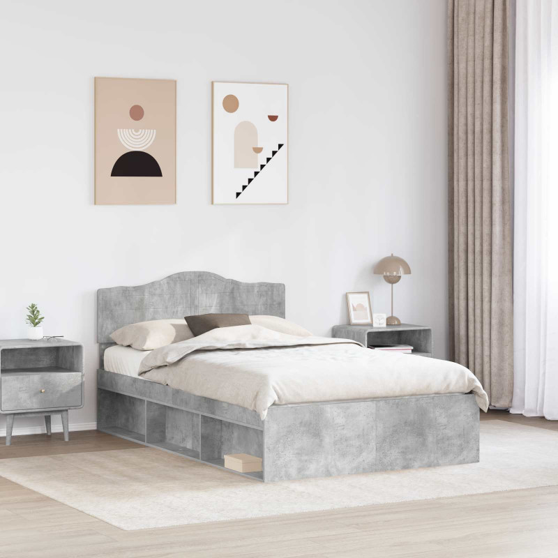 Ramka łóżka Betonowy 120 x 200 cm Lite drewno sosnowe